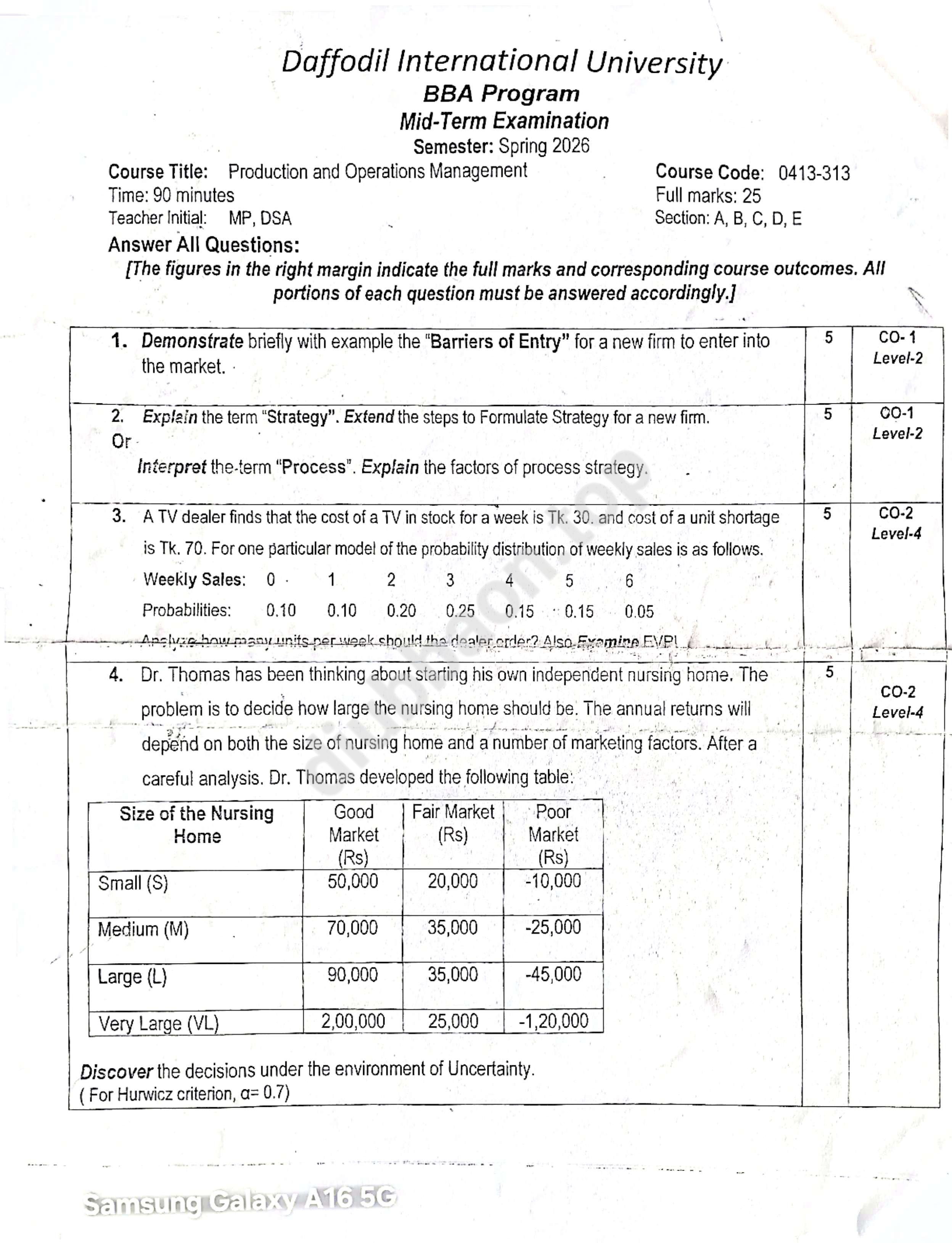 Mid Term Questions ( Production, Accounting & Business Ethics) — page 5