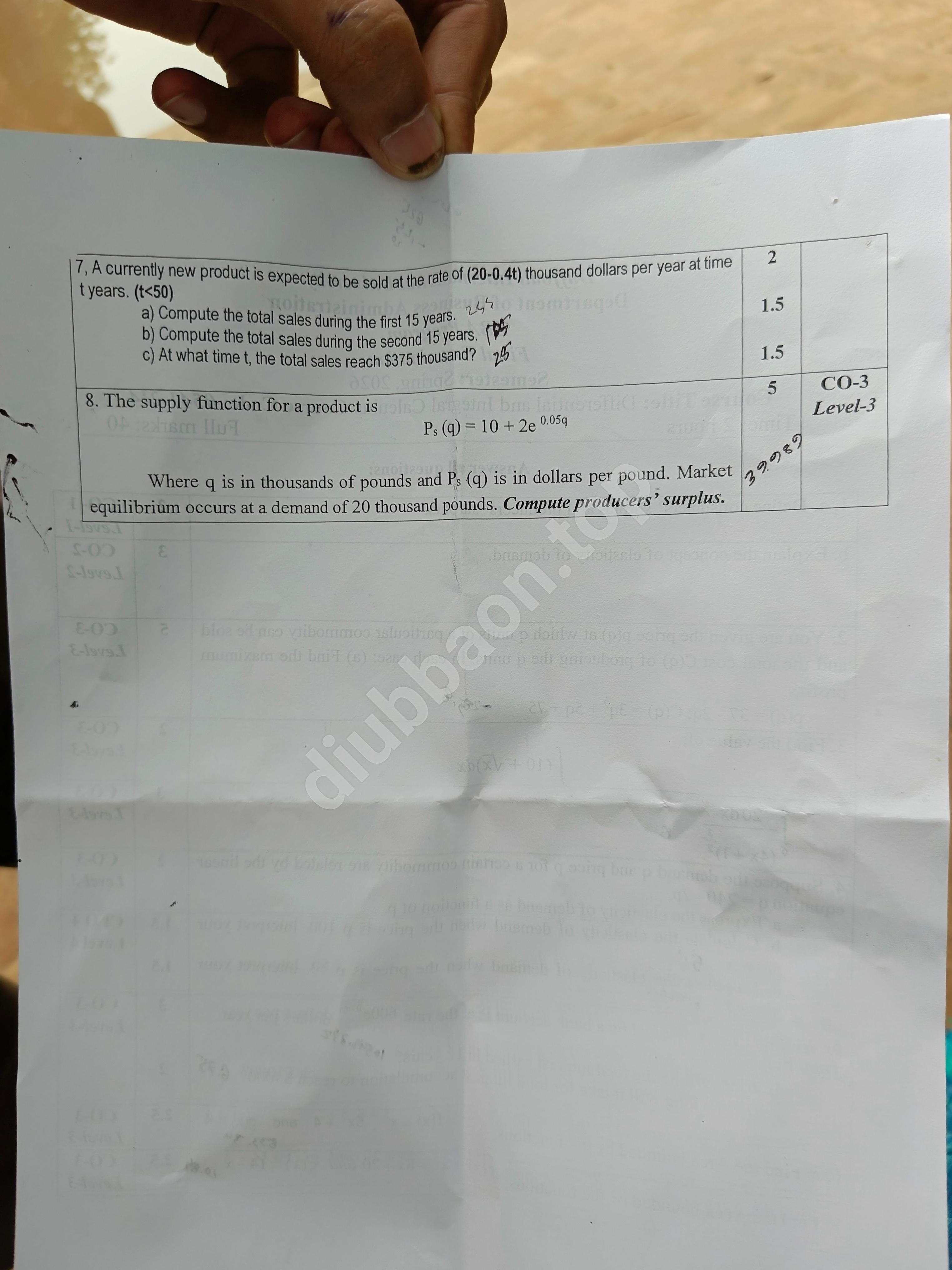 Differential And Integral Calculus spring 2026 final question — page 2