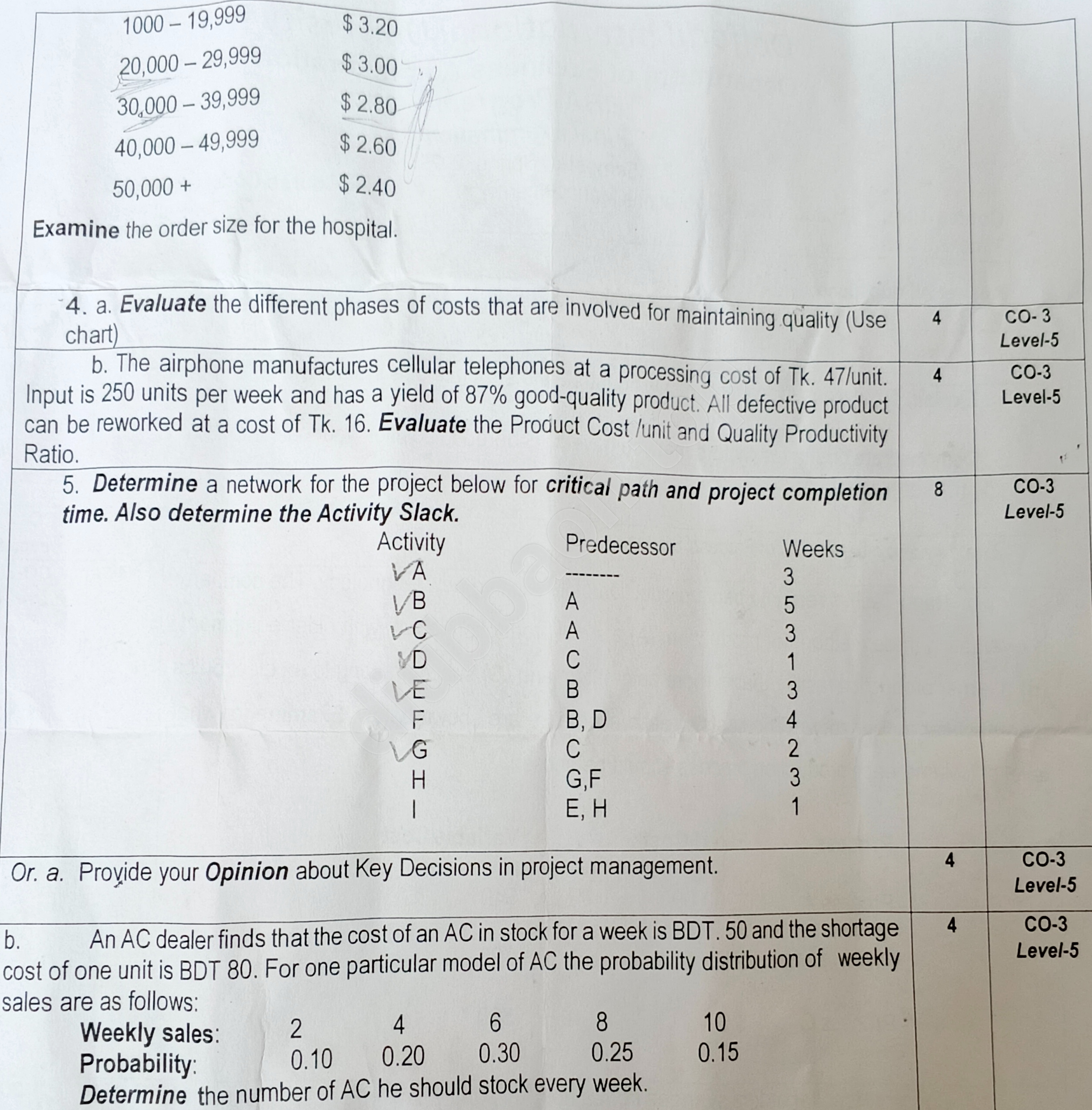 Production and Operations Management  – Spring 2026 – Final — page 2