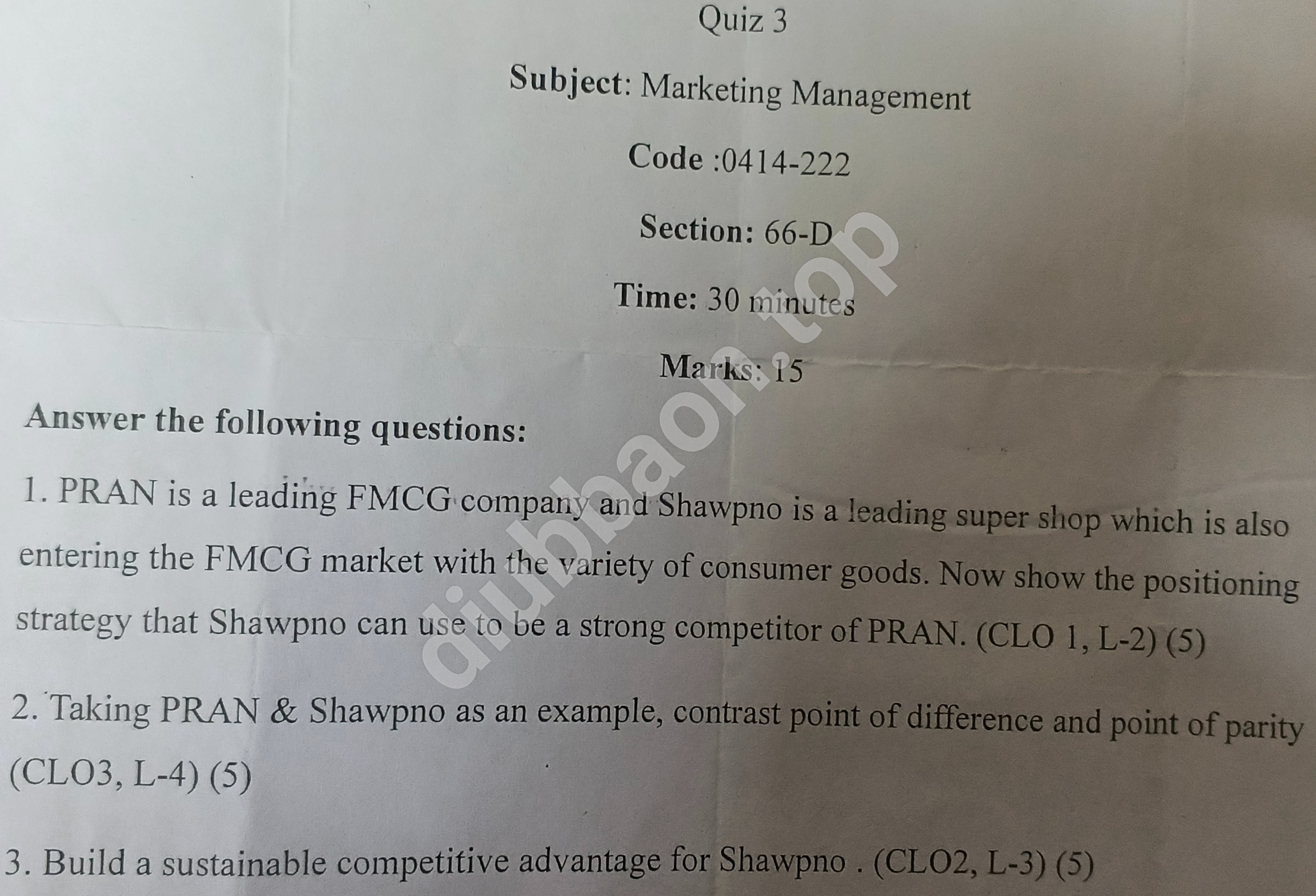 Marketing Management – Fall 2025 – Quiz — page 3