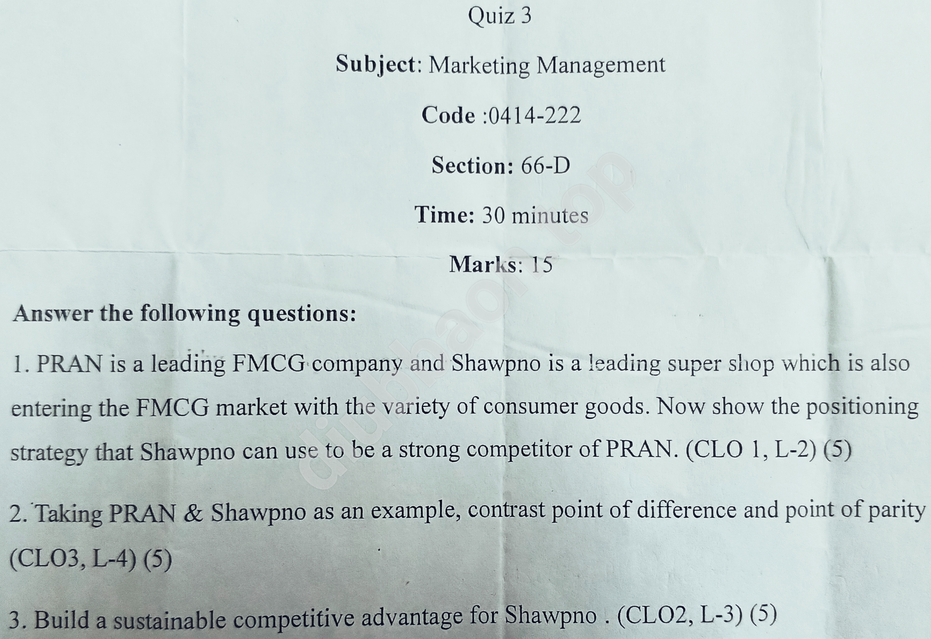 Marketing Management – Fall 2025 – Quiz — page 3