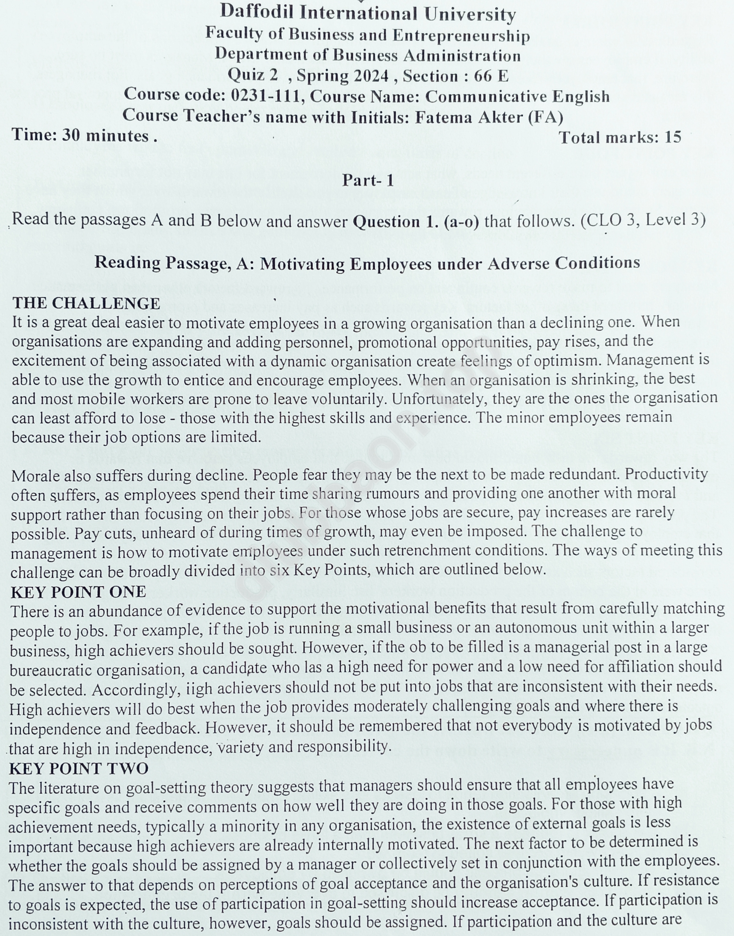 Communicative English – Spring 2024 – Quiz — page 2
