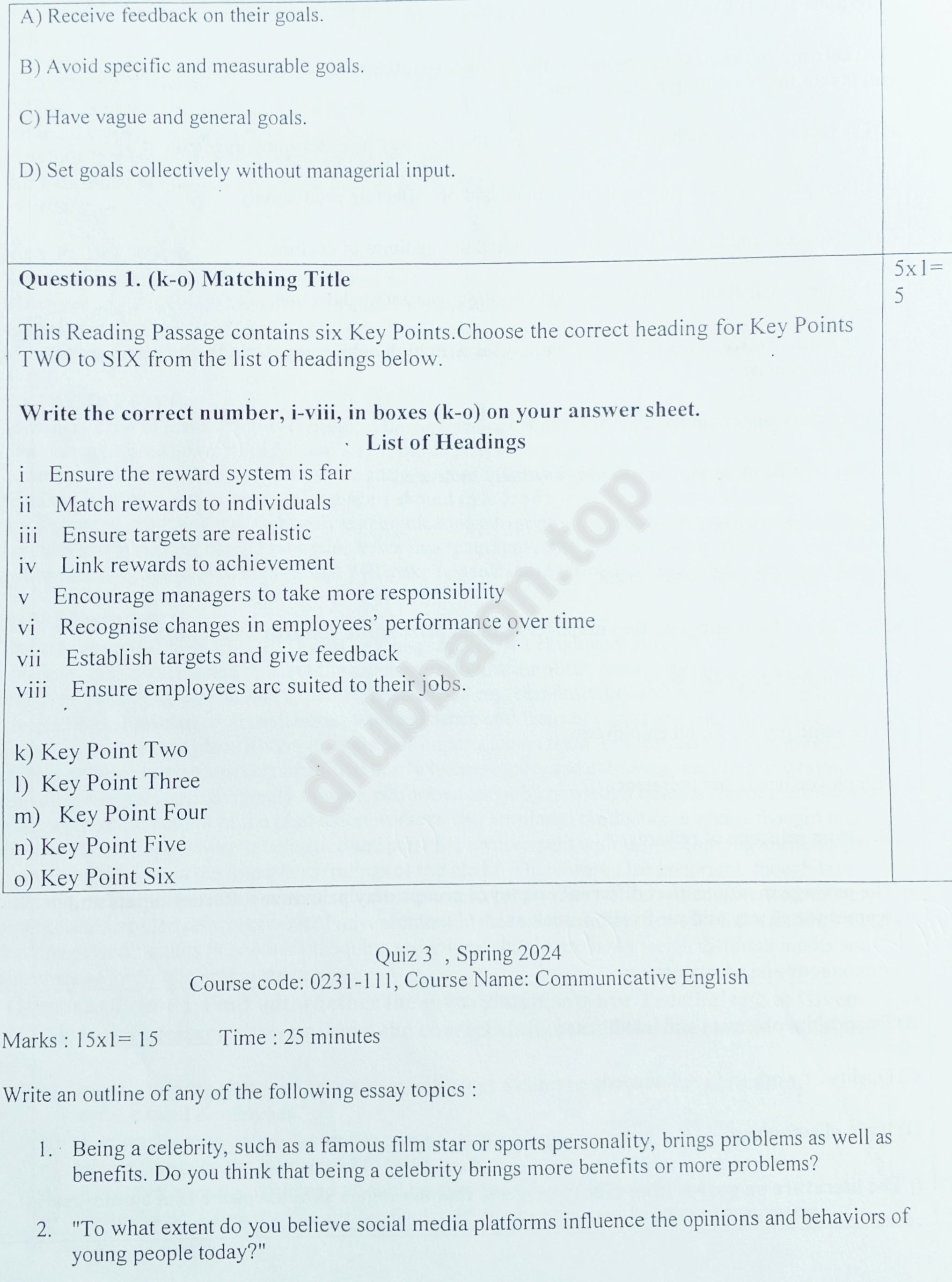 Communicative English – Spring 2024 – Quiz — page 5