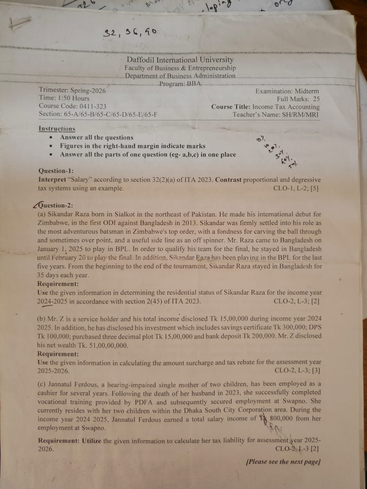 0411-323 – Income Tax Accounting – Spring-2026 – BBA 65 – Midterm — page 1