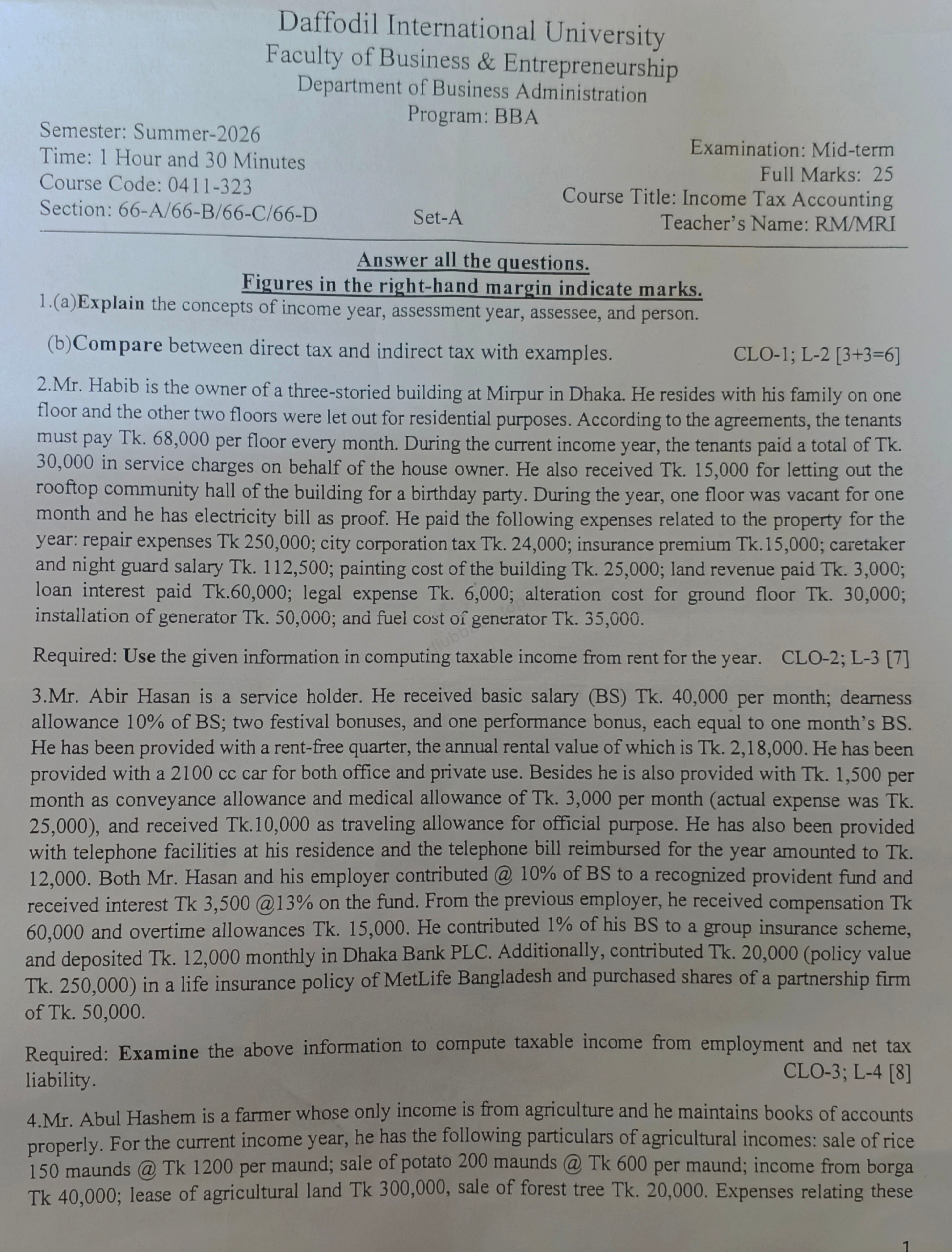 0411-323 – Income Tax Accounting – Summer 2026 – BBA 66 – Midterm — page 1