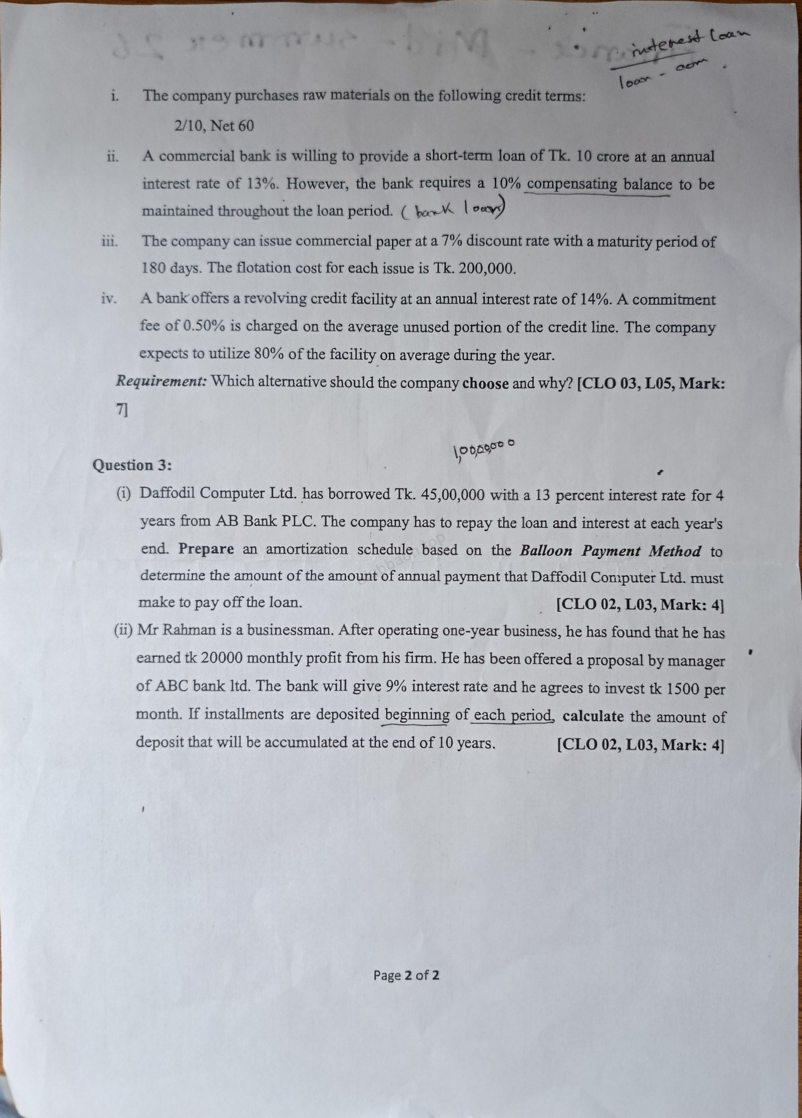 0412-123 – Principles of Finance – Fall 2025 – BBA 70 – Midterm — page 2
