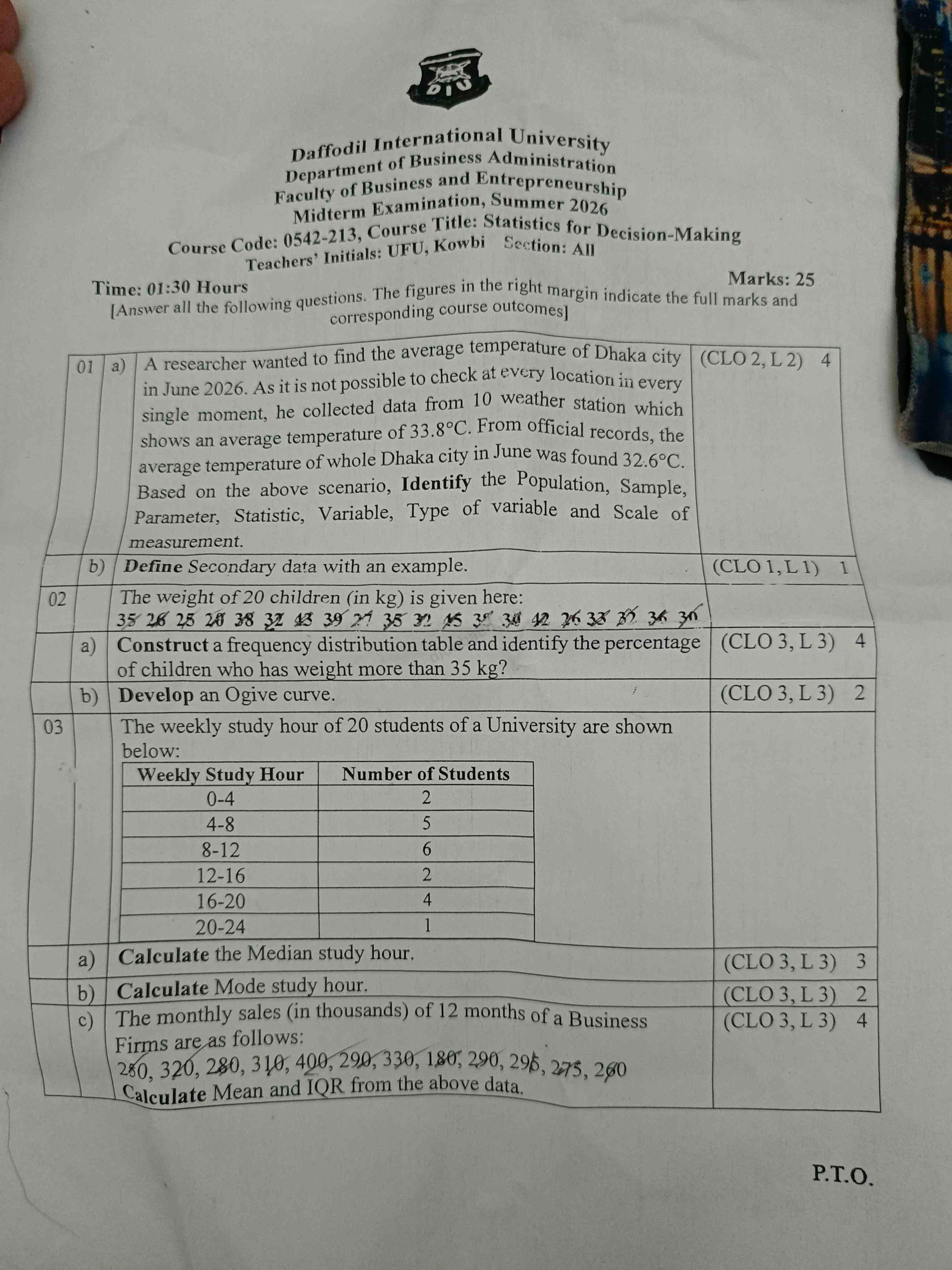 0542-213 – Statistics for Decision-Making – Summer 2026 – BBA 68 – Midterm — page 1