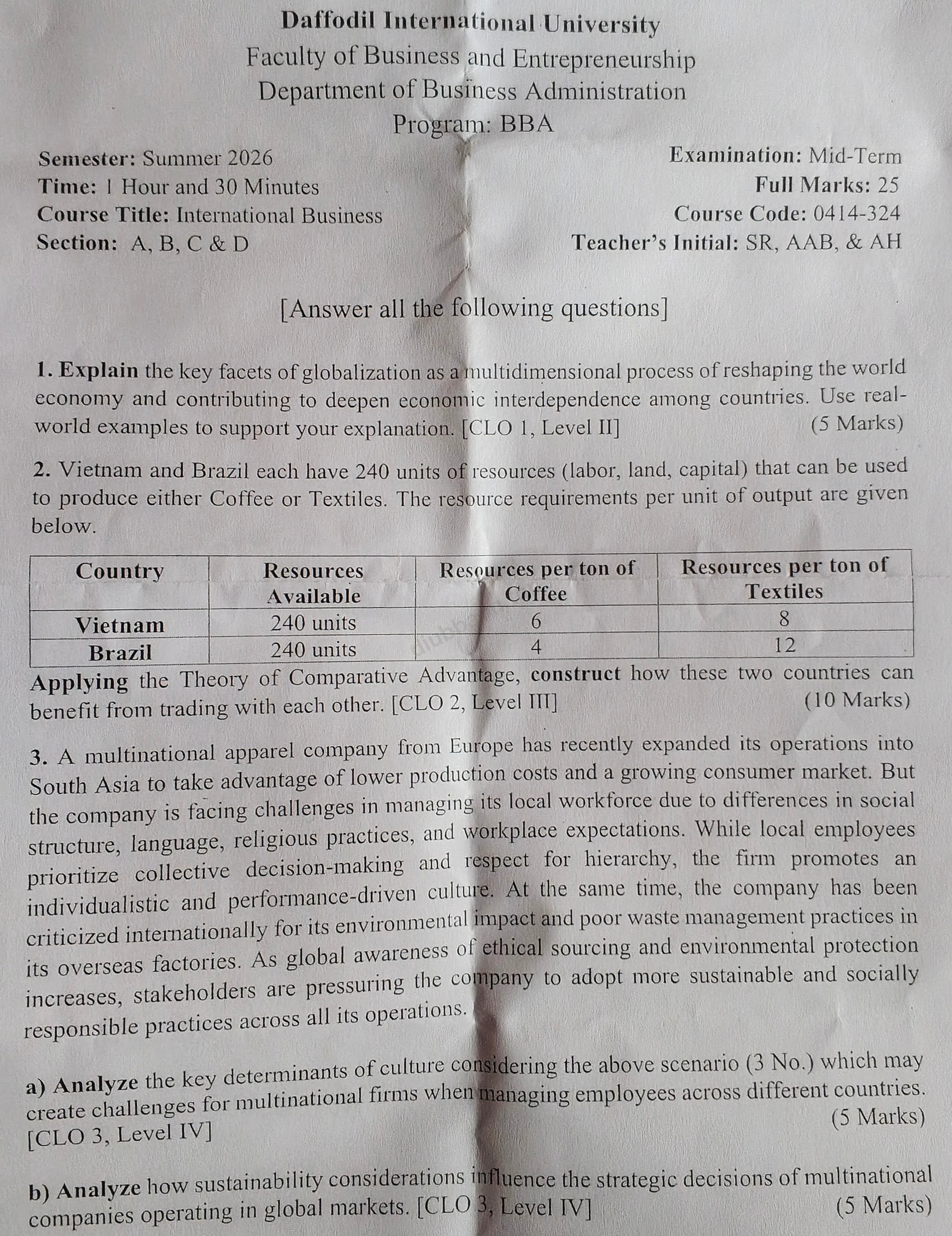 0414-324 | International Business | Summer 2026 | Midterm