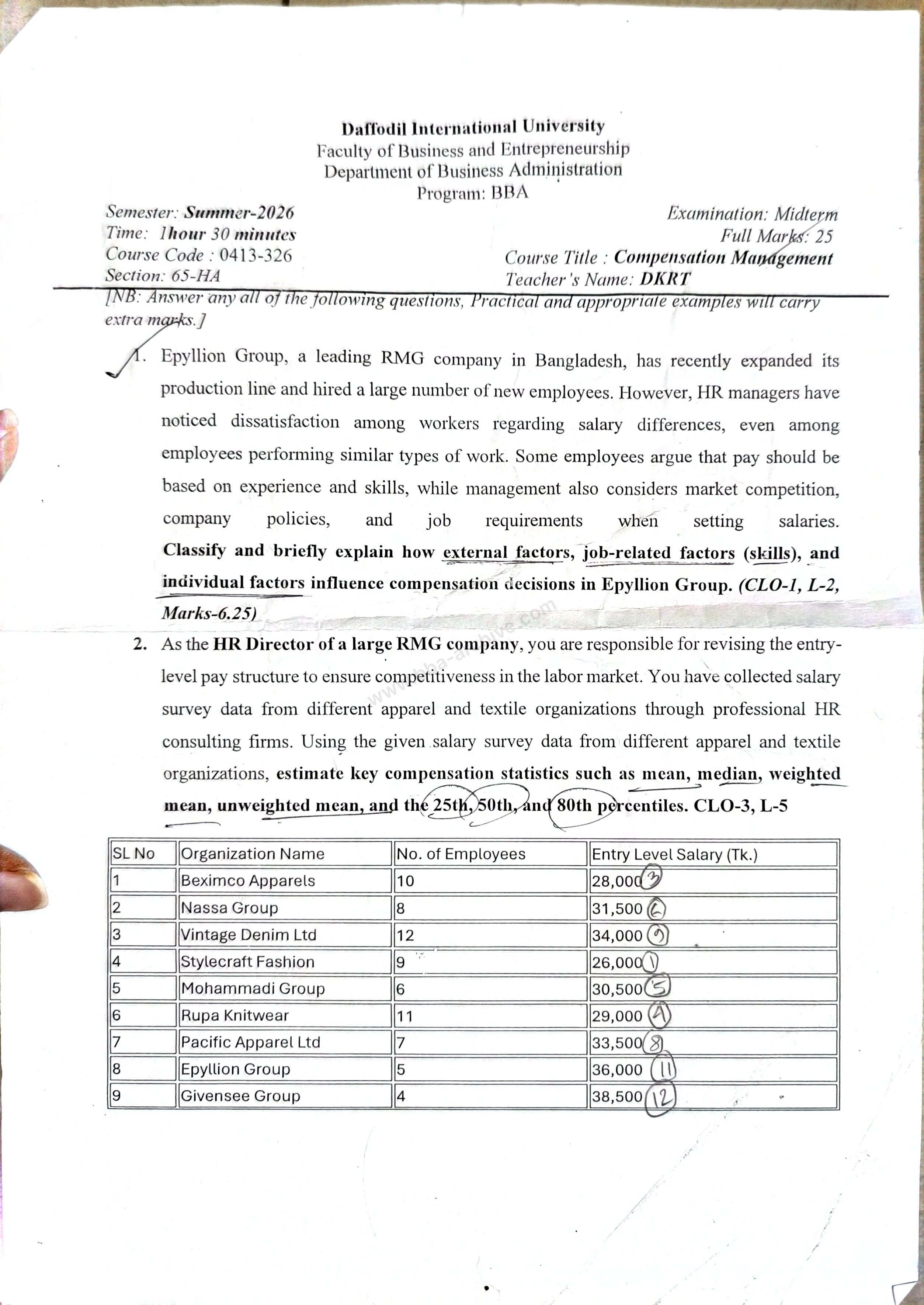 0413-326 – Compensation Management – Summer-2026 – BBA 65 – Midterm — page 1