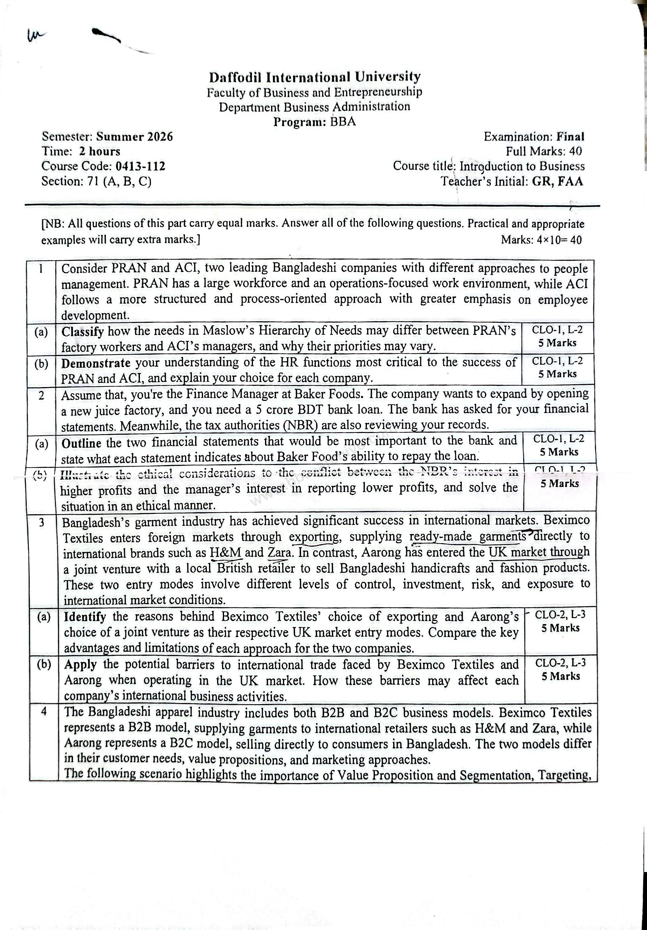 0413-112 – Introduction to Business – Summer 2026 – BBA 71 – Final — page 1