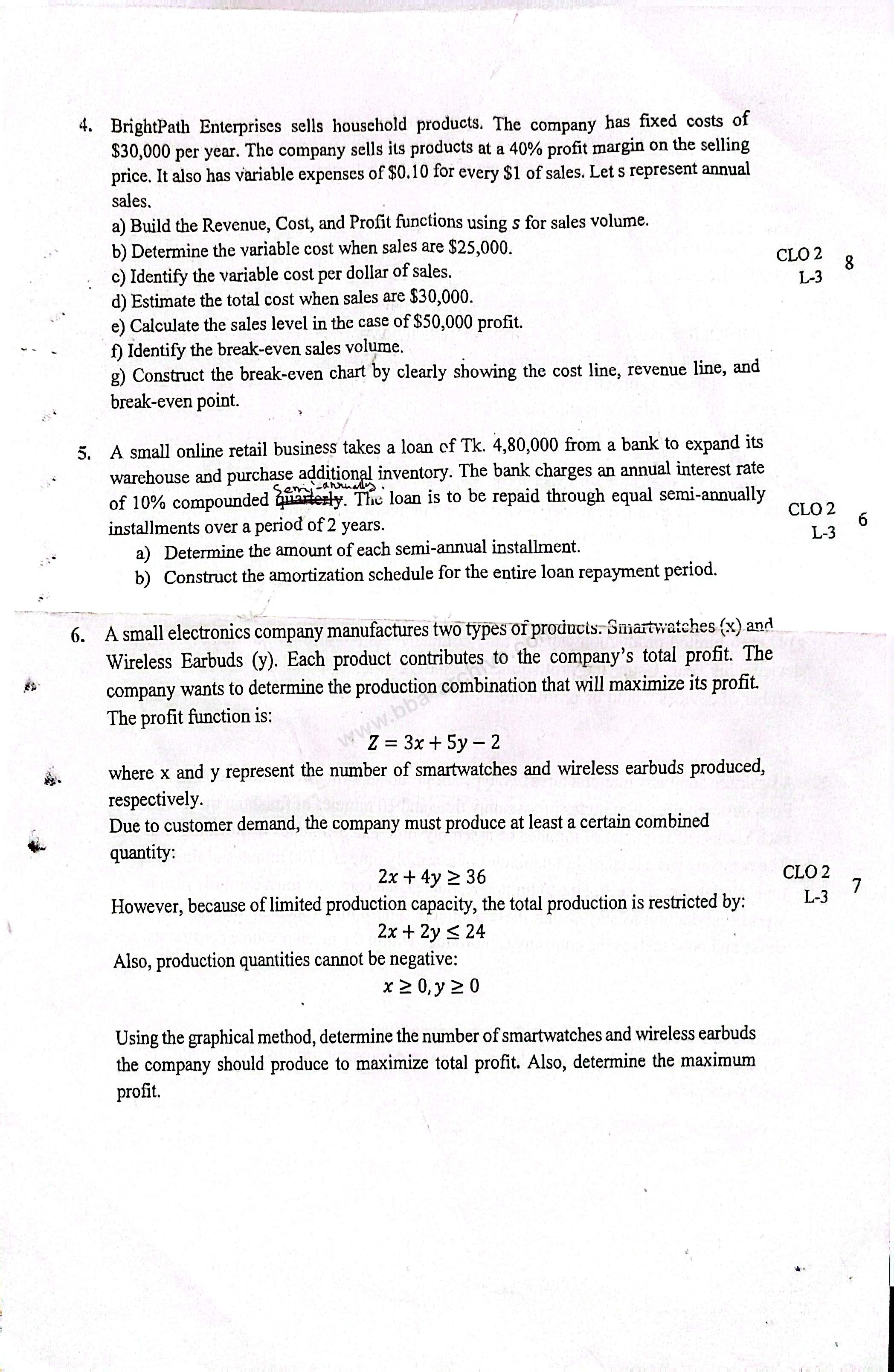 0541-122 – Business Mathematics – Summer 2026 – BBA 71 – Final — page 2