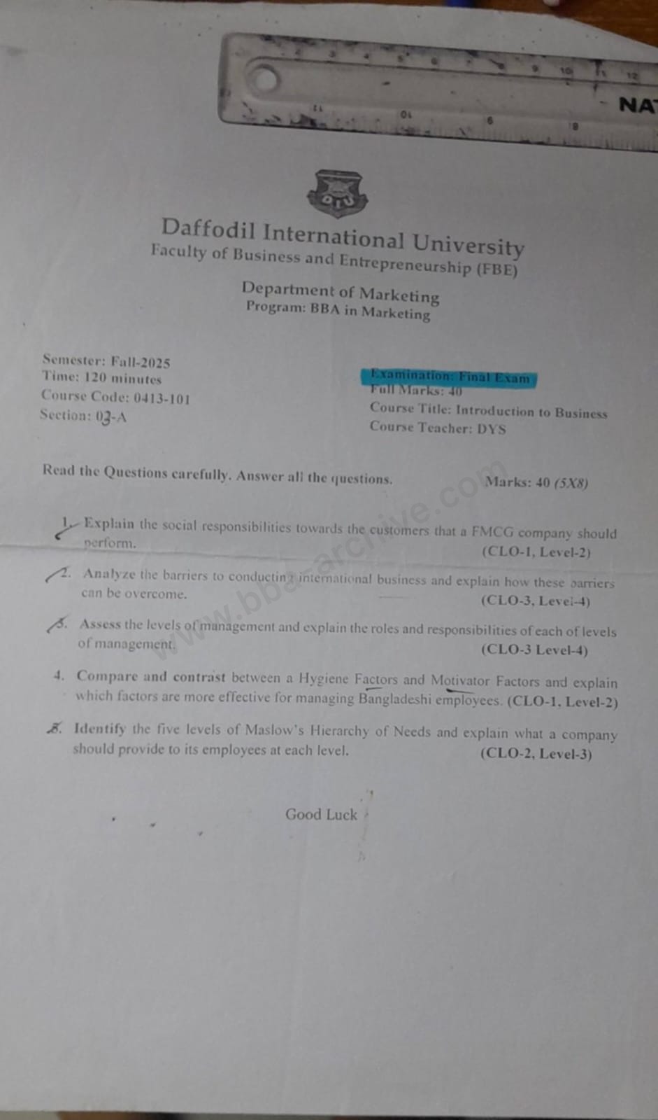 0413-101 – Introduction to Business – Fall-2025 – Final