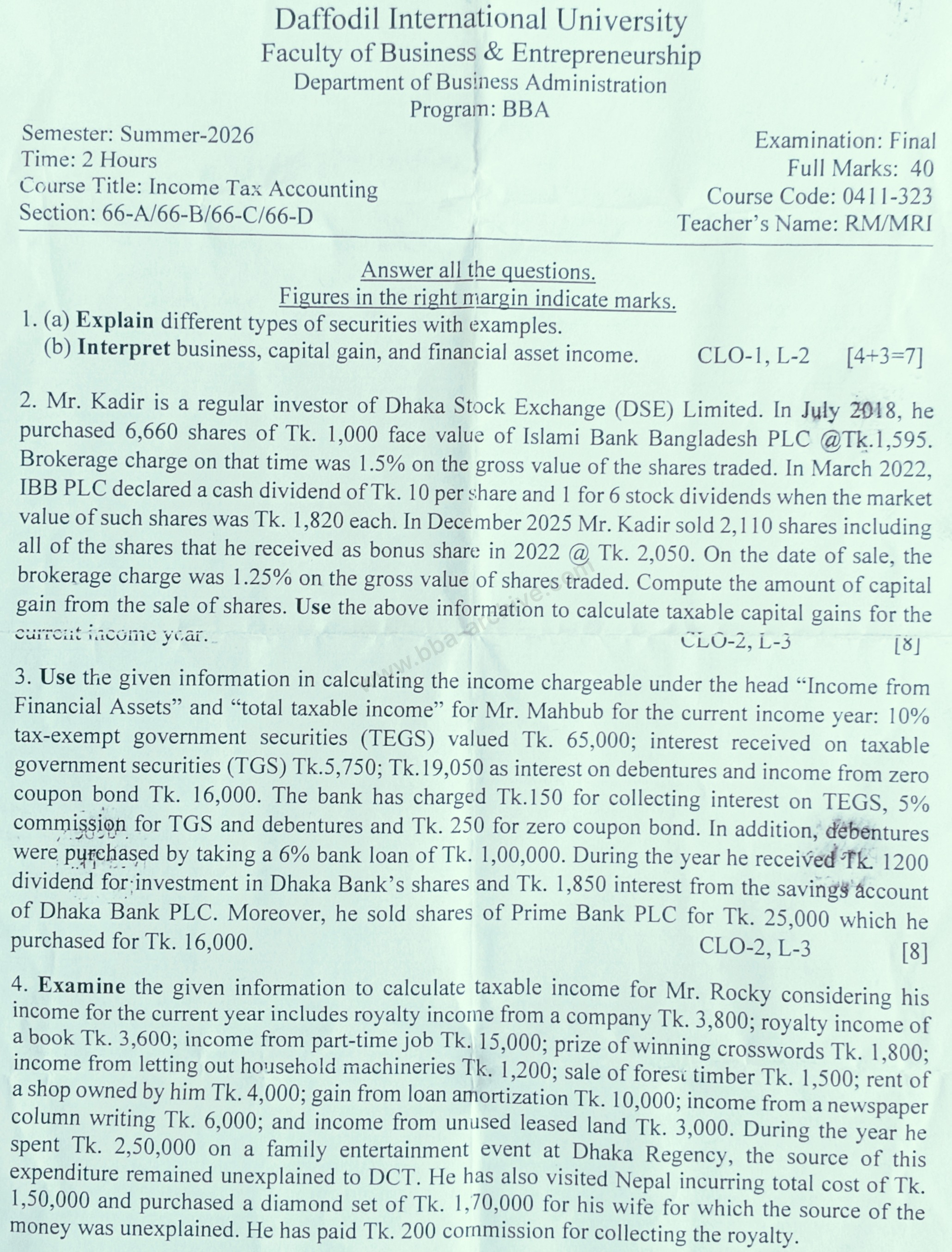 0411-323 – Income Tax Accounting – Summer-2026 – BBA 66 – Final — page 1